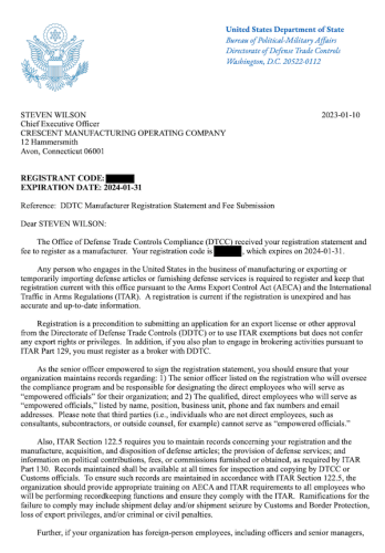 ITAR 2023 Registration Letter M21816-Redacted